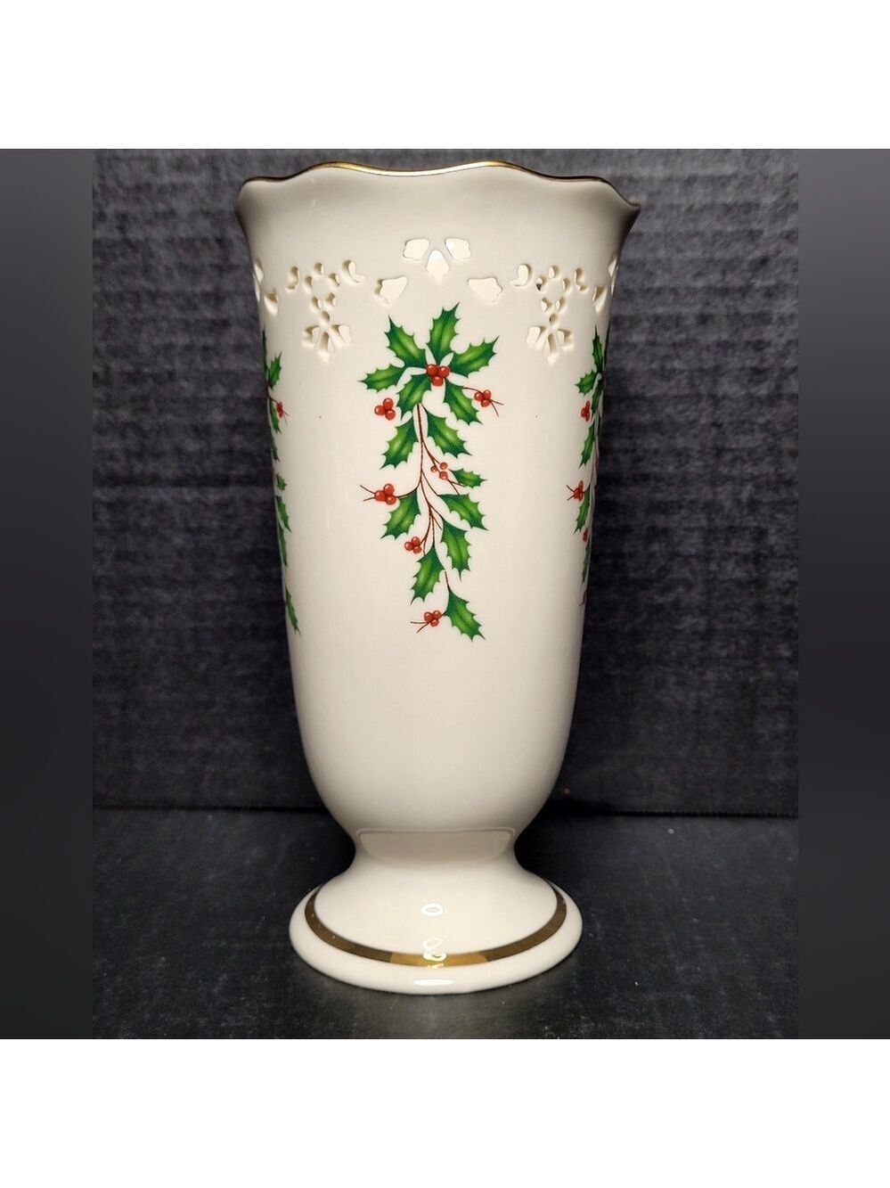 Lenox Holiday Pierced Medium Vase